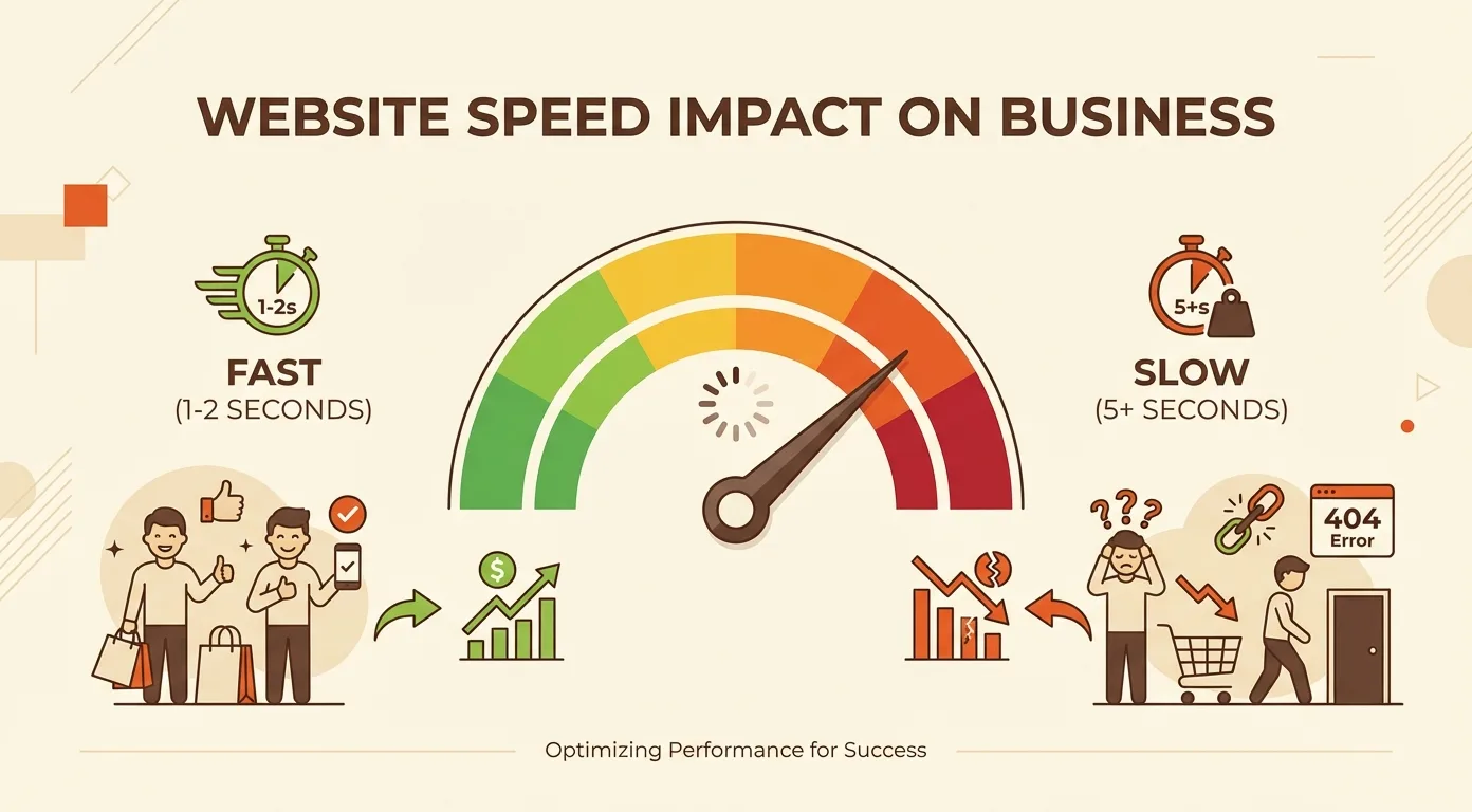 Infographic showing website load time vs visitor bounce rate with key data points