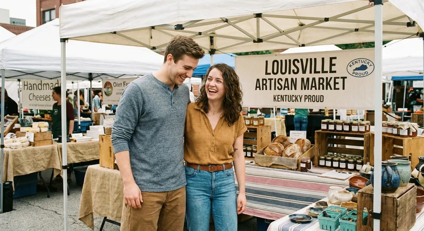 Jake and Lily Hendricks at their market booth