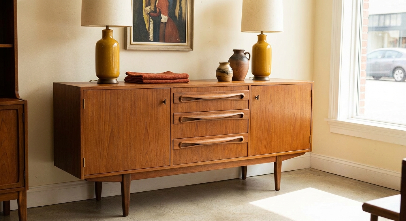 Mid-century modern teak credenza