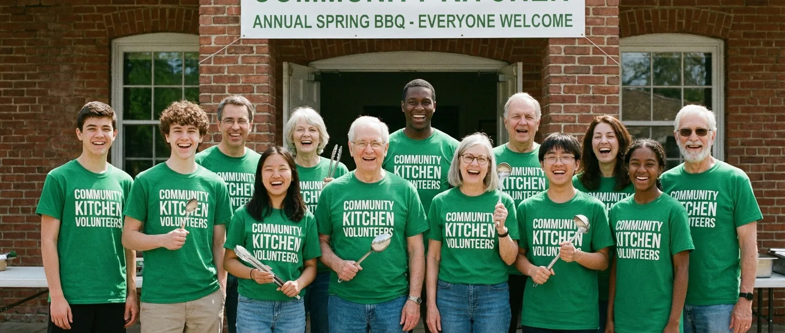 River City Community Kitchen volunteers posing together outside the building