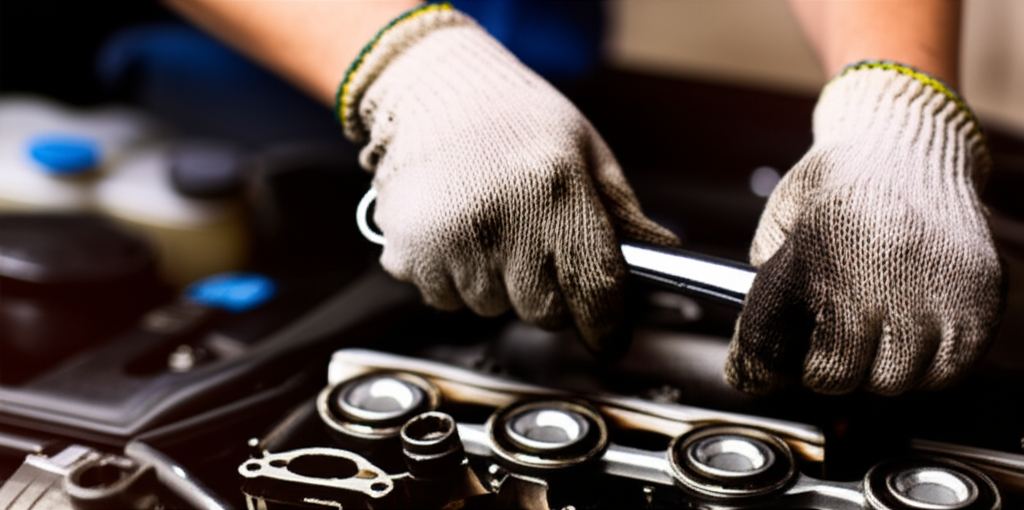 Expert mechanic working on engine