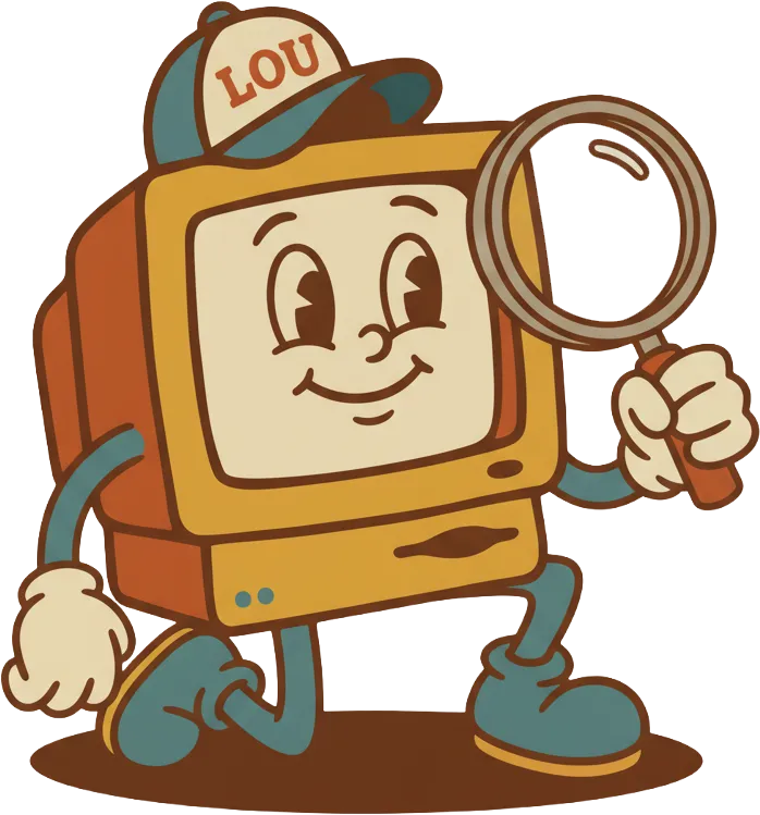 Lou with a magnifying glass