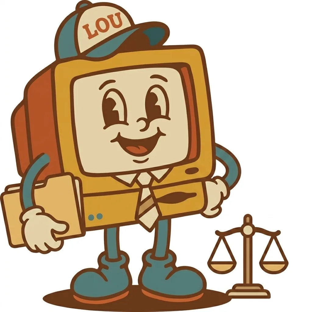 Lou the Louisville Web Guy mascot in a suit and tie