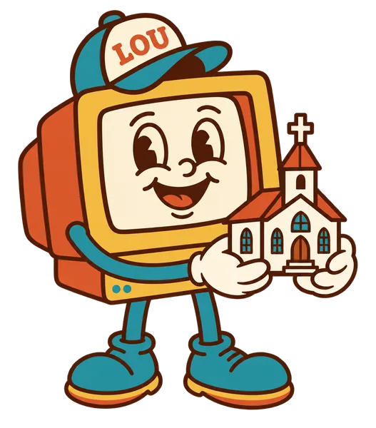 Lou the Louisville Web Guy mascot for churches and non-profits