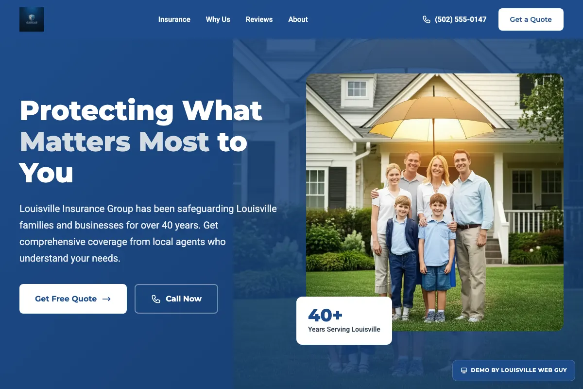 Preview of a insurance agent website example