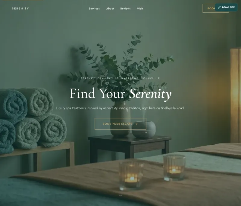 Serenity Day Spa website preview