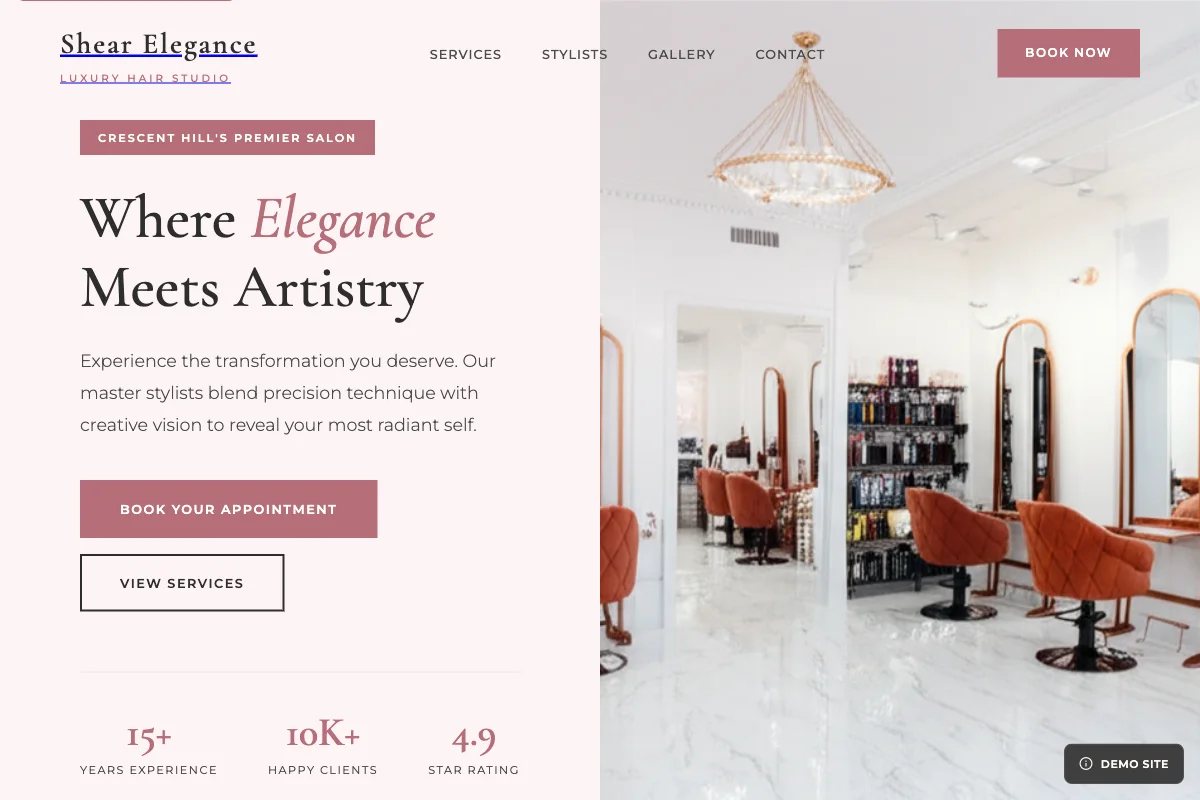 Shear Elegance website preview